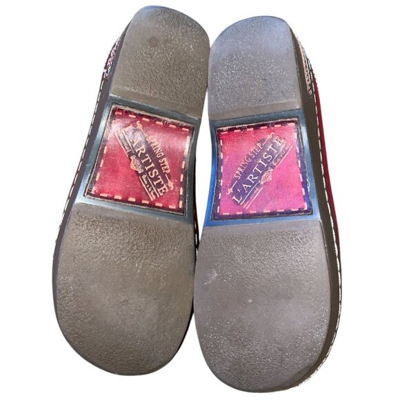 LArtiste By Spring Step Red Leather Floral Design Slip-On Shoes Size 39 - Picture 7 of 8